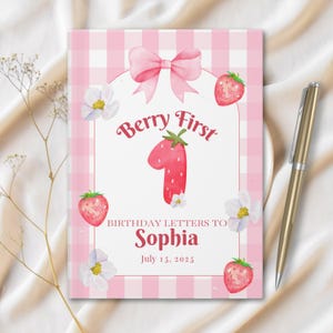 Berry First Birthday Guest Book, First Birthday Letters, Strawberry Birthday Guestbook, Birthday Keepsake Journal, 1st Birthday Girl