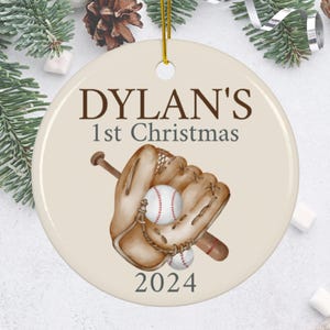 Personalized Baseball Baby First Christmas Ornament, Custom Baby Christmas Ornament, Baseball Little boy Ornament, Holiday Baby Ornament
