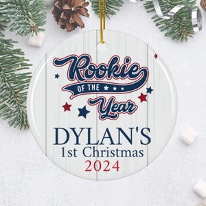 Baby Boy 1 Christmas Ornament, Personalized Baseball Baby First Christmas Ornament, Rookie year Baby Boy Ornament, Holiday Toddler Ornament