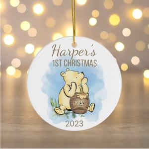 Personalized Winnie the Pooh Ornament, 1st Christmas ornament, baby boy ornament, Disney Christmas Ornament, Pooh Christmas Ornament