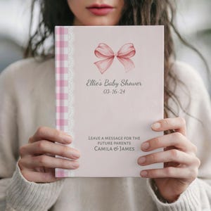 Custom Coquette Baby Shower Guestbook, Pink Bow Guest Book for Baby Girl Shower, Wishes for Baby, Advice for Parents, Baby Advice book sign