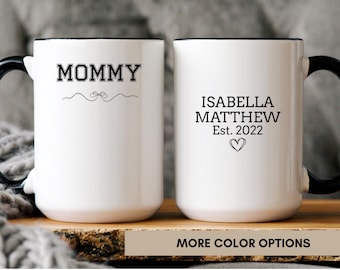 Personalized Mommy Mug, New mom mug, First Time Momma Gift, Pregnancy Reveal Cup, New Baby Bow Coffee Mug, new parents announcement present