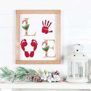 Christmas Love Handprint Art, Printable Christmas Signs, Candy Cane ...