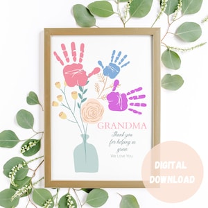 Grandma We love you, Mothers day handprint bouquet, Thank you for helping us grow, Boho Handprint, Wildflower Handprint, Floral Handprint