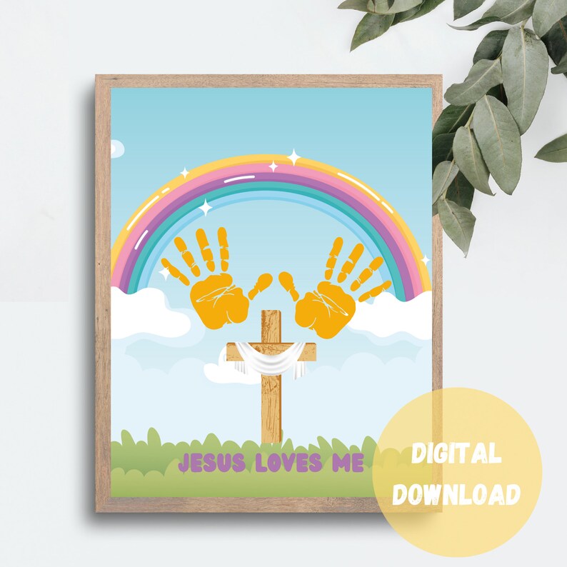 Jesus Loves Me Printable Handprint Art Bible School Craft - Etsy