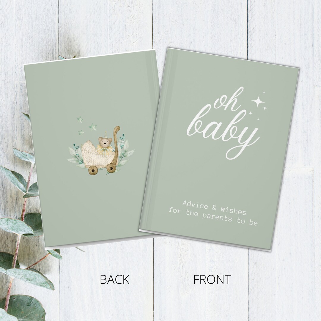 Baby Shower Oh Baby Guest Book Sage Green Guestbook Parents Etsy
