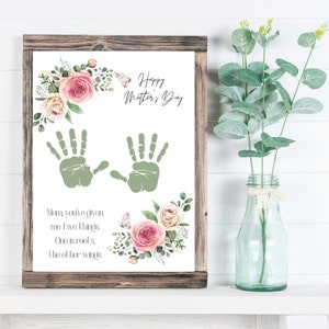 Mother&#39;s Day Poem Handprint Art, Flower Handprint Craft Art, Gift from Kids Baby Toddler, Handprint Card Keepsake Craft Gift DIY, Printable