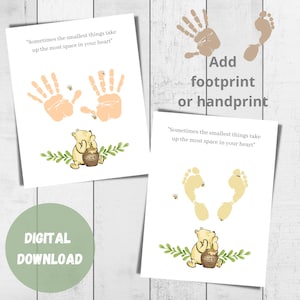 Classic Pooh Nursery art, Sometimes the smallest things take up the most space in your heart, Winnie the Pooh Handprint Art, Pooh bear quote