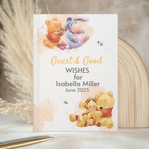 Baby Pooh and friends Guestbook, Winnie the Pooh Baby Shower Guestbook, Guest & Good Wishes for baby Guestbook, Pooh Baby Shower Theme Decor