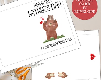 Papa Bear, 1st Fathers Day Gift For Husband, New Dad Card, New Dad Gift, New Baby Card, Funny Fathers Day Card, Card for Daddy from Baby,