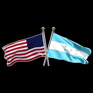 American and Honduras Crossed Flags - Honduras US / USA Crossed Flags - Honduras United States Crossed Flag Sticker Decal