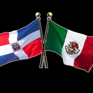 Dominican Republic and Mexico Crossed Flags Decal Sticker