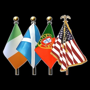 Ireland Scotland Portugal USA 4 Flag Sticker Decal - Irish - Scottish - Portuguese - United States