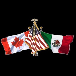 Kanada, USA und Mexiko gekreuzte Flagge - Kanada-Amerikaner Mexiko-Flaggen-Aufkleber Aufkleber