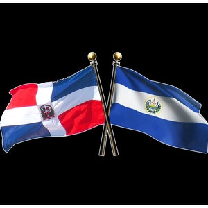 Dominican Republic and El Salvador Crossed Flags - Dominican and El Salvador crossed flags Sticker Decal