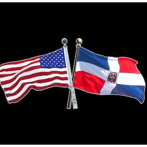 United States & Dominican Crossed Flags - US and Dominican Flag American Dominican Sticker Decal