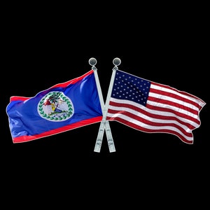Belize and US Crossed Flags - Belize and United States Crossed Flag Sticker Decal