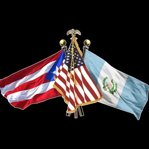 Puerto Rico US / USA and Guatemala 3 Crossed Flags - Puerto Rico United States / American and Guatemala Flag Sticker Decal