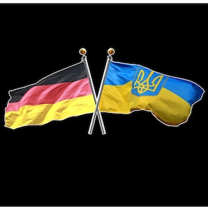 Deutschland und Ukrainische gekreuzte Flagge Vinyl Aufkleber, Ukraine & Deutschland gekreuzte Flagge Aufkleber