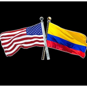 United States and Colombian Crossed Flags - Colombia and US / USA / America Flag Sticker Decal