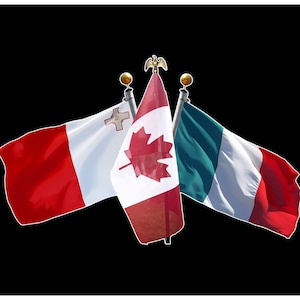 Bandiere Malta Canada e Italia Incrociate - Decalcomania Bandiera Malta Canada e Italia Incrociate