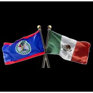 Belize and Mexico Crossed Flags Vinyl Decal Sticker