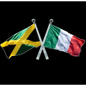 Jamaican and Italian Crossed Flags - Jamaica and Italy Crossed Flag Sticker Decal