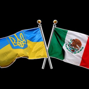 Ukraine and Mexico Crossed Flags Decal Sticker