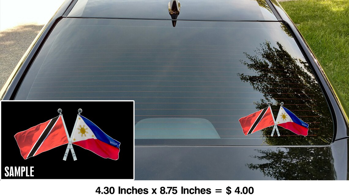 Trinidad and Philippine Crossed Flag Vinyl Decal Sticker Etsy
