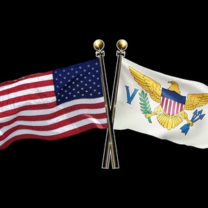 United States and United States Virgin Island - US and US Virgin ISland - American and Virgin ISland Crossed Flag Vinyl Decal Sticker