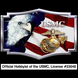 United States Marine Corps Globe and Anchor with American Flag and Eagle - US Marine Corps - Official Hobbyist USMC License #616-25