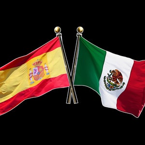 Drapeaux croisés espagnols et mexicains Autocollants autocollants drapeaux croisés espagnols et mexicains