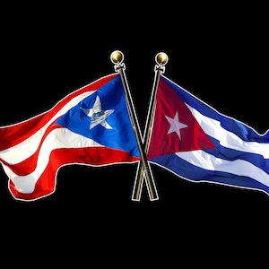 Cuba and Puerto Rico Crossed Flags - Puerto Rican and Cuban crossed flags Sticker Decal