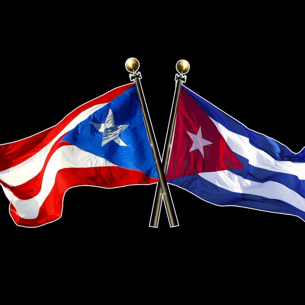 Cuba and Puerto Rico Crossed Flags - Puerto Rican and Cuban crossed flags Sticker Decal
