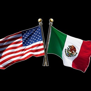 United States and Mexico Crossed Flags Vinyl Decal - American and Mexico Sticker, US / USA and Mexico Flag Sticker Decal
