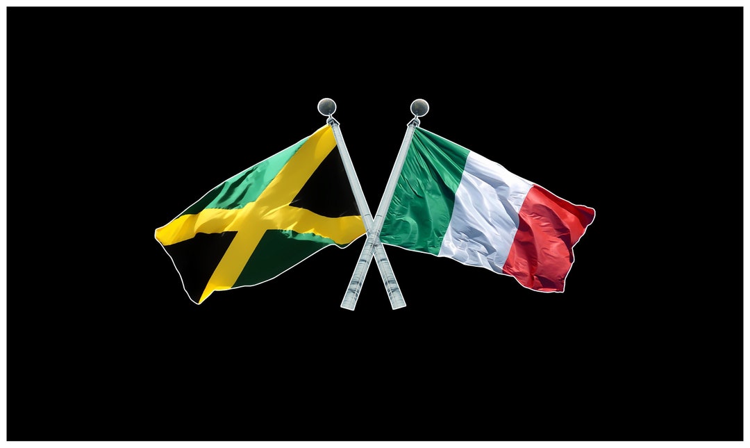 Jamaican and Italian Crossed Flags Jamaica and Italy Crossed Flag Sticker Decal Etsy
