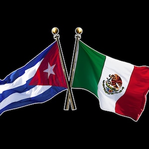 Cuban and Mexican Crossed Flags - Cuba and Mexico crossed flags Sticker Decal