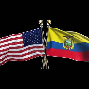 American and Ecuador Crossed Flags - US / USA and Ecuador Crossed Flag - United States and Ecudorian Crossed Flag Sticker Decal