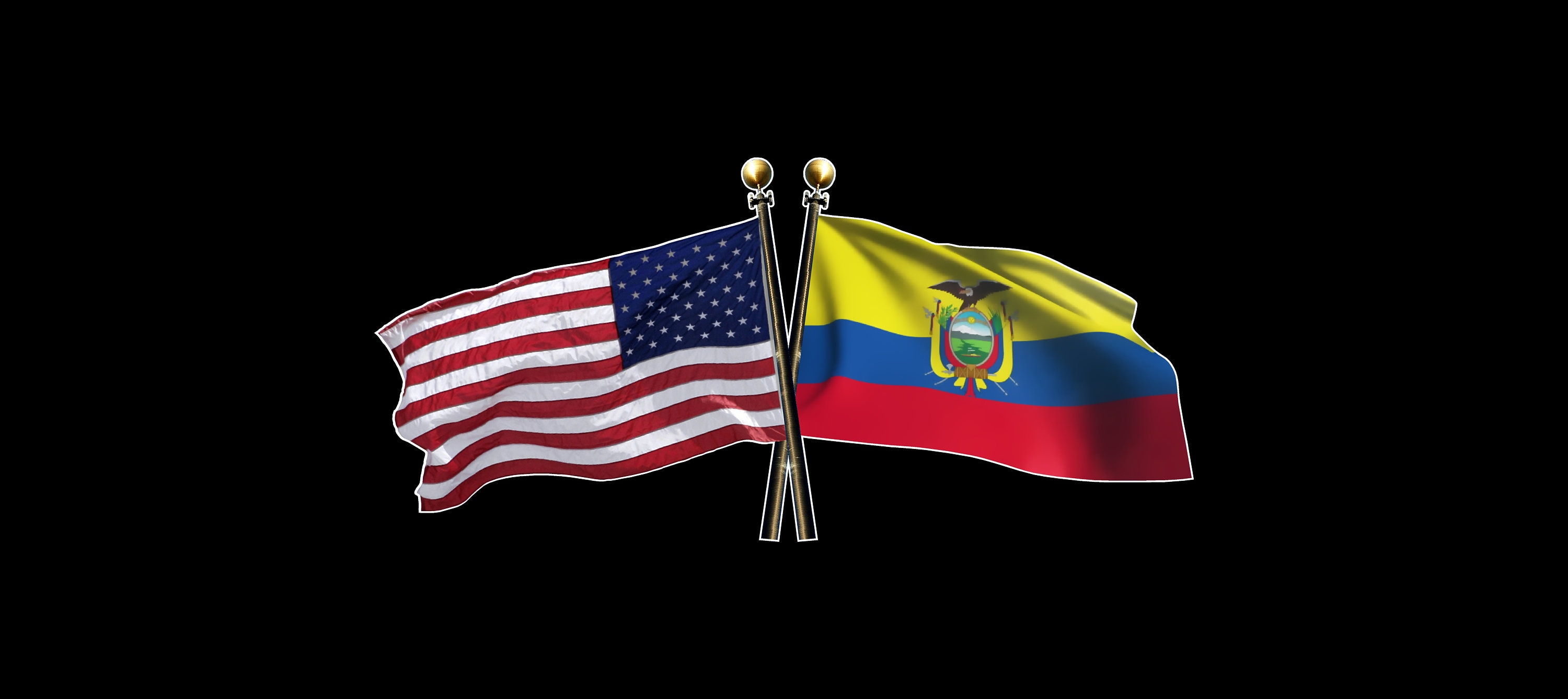 American and Ecuador Crossed Flags - US / USA and Ecuador
