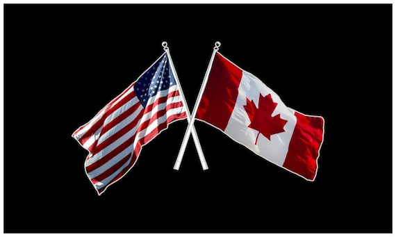 American and Canadian Crossed Flags United States / US / USA | Etsy