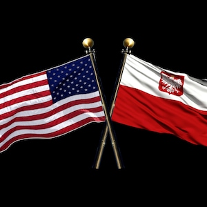United States and Poland / American and Polish Crossed Flags Vinyl Decal - Polish and US / USA / America Crossed Flag Sticker Decal