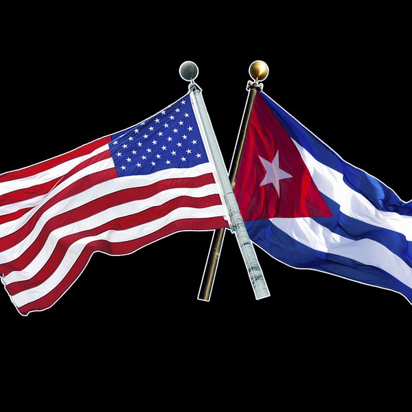 US and Cuba - United States and Cuban - Cuban and American crossed Flags Sticker Decal