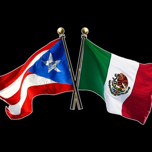 Puerto Rico and Mexican Crossed Flags - Puerto Rico and Mexico Crossed Flags