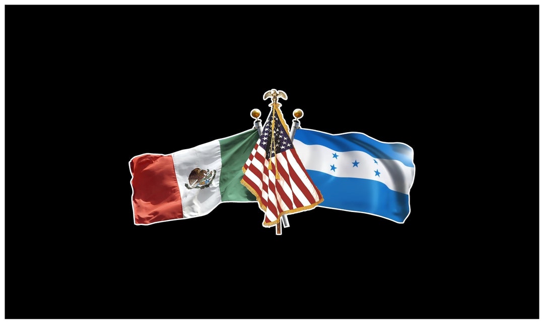 Mexico, US and Honduras Crossed Flags 3 Flags Mexican United States ...