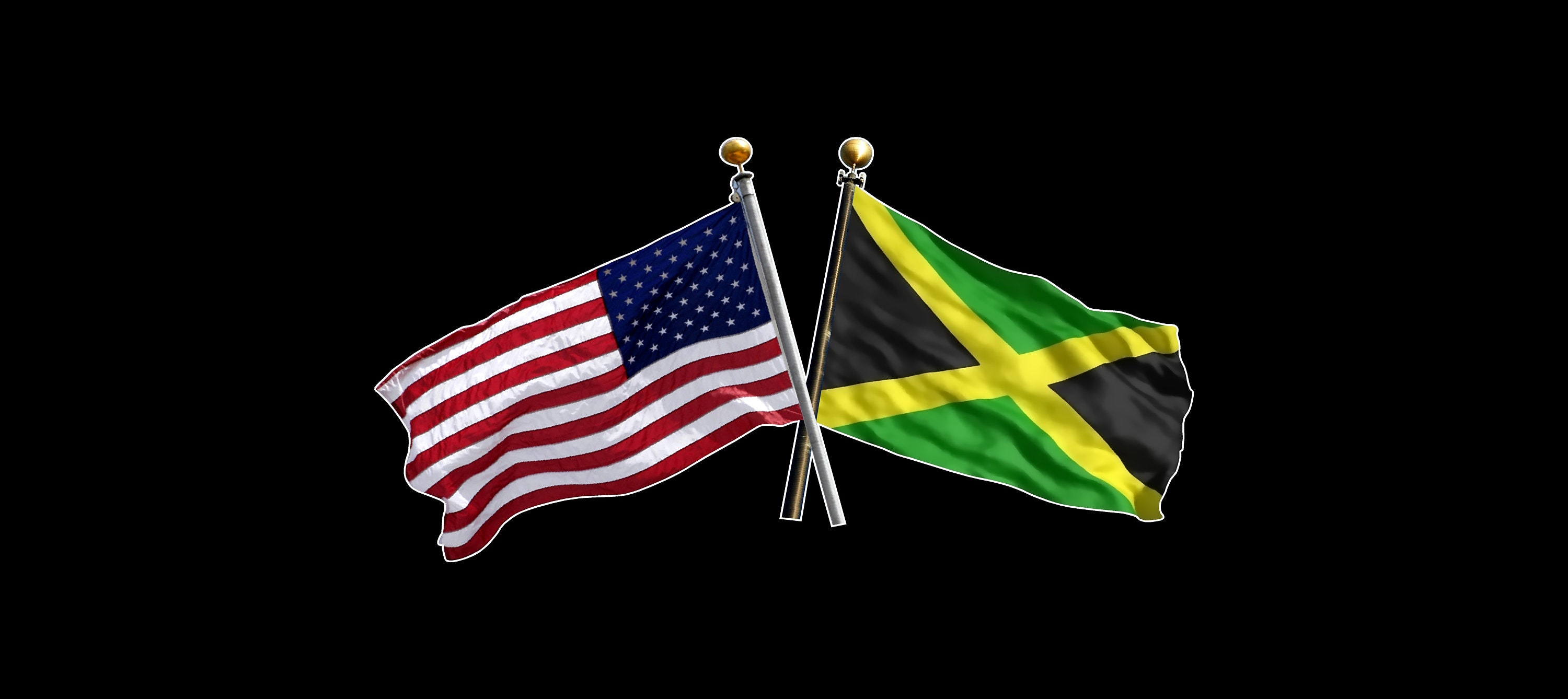 United States and Jamaican Crossed Flags Jamaica & America / | Etsy