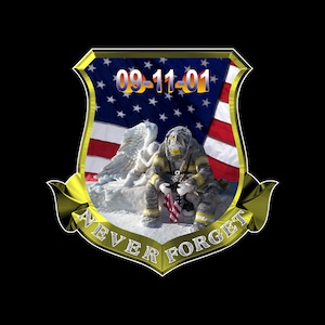 9-11 Memorial, Never Forget, Fireman, World Trade Towers, Angel and Fireman Sticker Decal