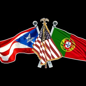 Puerto Rico United States and Portugal - Puerto Rico and US / USA and Portugal -  Puerto Rico American and Portugal Flag Sticker Decal