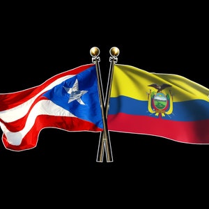 Puerto Rico and Ecuador Crossed Flags - Puerto Rico and Ecuadorian crossed flag Sticker Decal