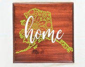 Alaska State Mandala Knockout Personalized Wood Sign, Customized New Home Plaque, Housewarming Gift