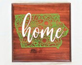 Iowa State Mandala Knockout Personalized Wood Sign, Customized New Home Plaque, Housewarming Gift